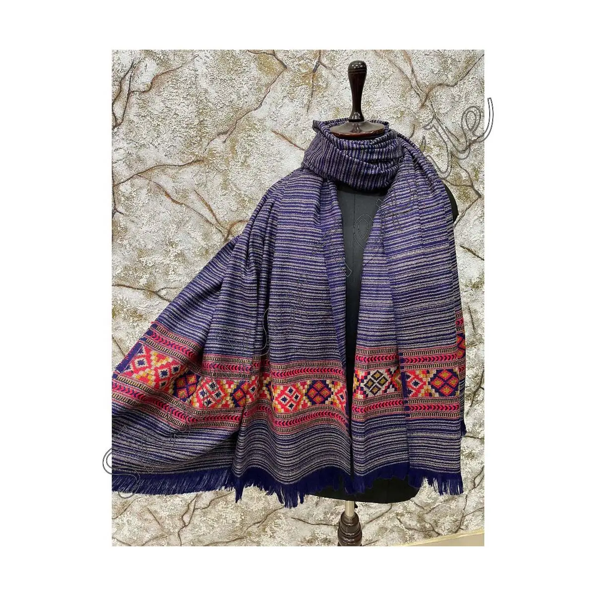 Hot Selling Gift For Women Wholesale Latest Popular Fashion Soft Touch Daffodil Wool Stripes Scarfs Kullu Shawls