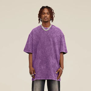 Venta al por mayor Boxy Fit Oversize Drop Shoulder camiseta 240Gsm Vintage Heavy Mock Neck camiseta para hombres - Product Image 2