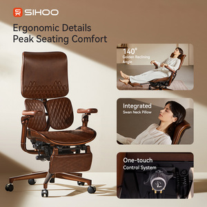 SIHOO S300L Top-Grain Bull Leather Silla ejecutiva de alto lujo Silla de gerente Ala flotante Soporte lumbar Silla DE OFICINA DE CALIDAD - Product Image 2