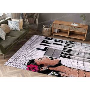 Abstract Woman Chenille <b>Printed</b> Rug for Living <b>Room</b> Decor,Nonwoven Soft Rug - Product Image 3