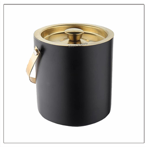 Dos tonos negro y dorado doble pared de acero inoxidable aislado cubo de hielo Metal bebidas tinas para uso doméstico y Bar - Product Image 1