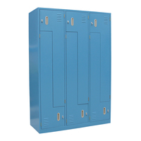 Armoire de rangement pour vêtements en acier en forme de Z, armoire de rangement pour vêtements de sport avec banc, 4 portes colorées, armoire en métal pour l'école, type L-F