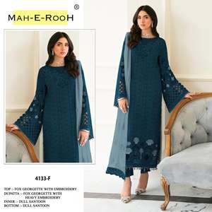 Tendencia elegante de moda elegante pesado Fox Georgette con bordado de múltiples hilos Salwar traje fabricante de la India - Product Image 4