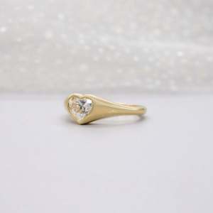IGI Certified Solid Yellow Gold Bezel Heart <b>Diamond</b> <b>Ring</b> - Product Image 3
