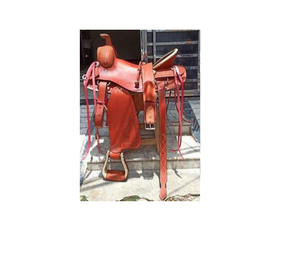 Silla de Montar Estilo Occidental, Construcción de Cuero Resistente, Correas Reforzadas y Barras de Estribo Seguras para Entrenamiento - Product Image 4