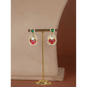 Conjunto de Collar Mishr Verde Oscuro Estilo Bohemio, Chapado en Oro, Joyería Fina con Circonita, Perla y Diamante, para Bodas, Fiestas, Regalo para Damas - Product Image 3