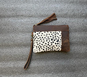 Nouveau véritable fait à la main imprimé Animal fourrure pochette en cuir petit bracelet en cuir véritable portefeuille en cuir gland embrayages femmes élégant portefeuille - Product Image 3