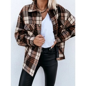 Chaqueta a cuadros de franela con forro de lana de Invierno para mujer con botón, Chaqueta de manga larga con capucha, suéter para mujer, abrigo, Chaqueta estilo motocicleta - Product Image 5
