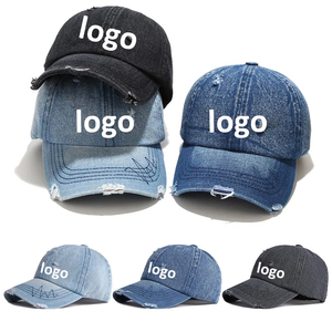 Wholesale <b>Vintage</b> Washed Distressed Denim Polo Trucker Cotton Baseball <b>Cap</b> for Unisex Trendy Jeans <b>Caps</b> - Product Image 1