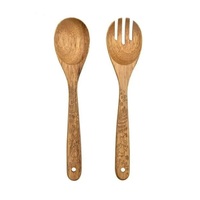 Élégant en bois émail salade serveur ensemble élégant maison Restaurant vaisselle décoration couverts pour les mariages