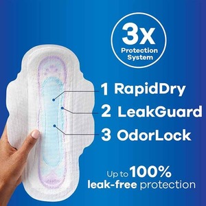 แผ่นรองของผู้หญิงบางพิเศษเสมอขนาดการดูดซับปกติ1ปีกไม่มีกลิ่นจำนวน44ชิ้น X 3แพ็ค (นับรวม132) ทำจากผ้าฝ้าย - Product Image 3