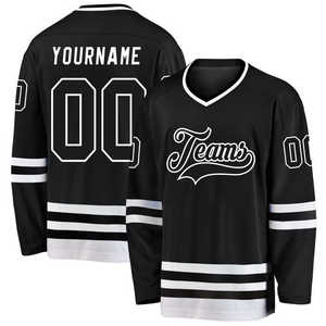 Meilleurs maillots de hockey sur glace avec logo personnalisé 100% polyester manches longues col en V maillots de hockey sur glace à séchage rapide pour hommes - Product Image 6