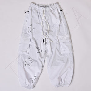 Pantalon baggy décontracté de ski de neige pour hommes taille élastique couleur unie lin fin style hip hop coupe-vent tendance Hipster - Product Image 1