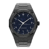 Montre de luxe pour homme, style PR, entièrement en acier inoxydable, cadran effet poussière d'étoiles, mouvement japonais, finition givrée, lunette octogonale, quartz.