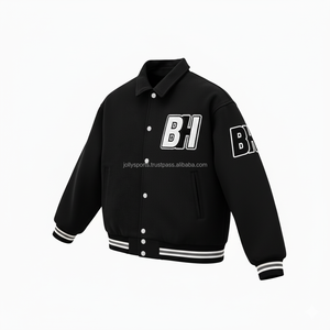 Survêtement en coton et polyester de qualité supérieure 380 GSM polaire couleur noir et gris broderie ou impression de logo personnalisé vestes universitaires pour femmes - Product Image 4