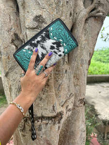 Nuevo estilo occidental, pelo en Color oculto, bolso de mano de cuero de vaca en relieve, monedero diseñado para mujer, superventas, billetera única de cuero Real - Product Image 3