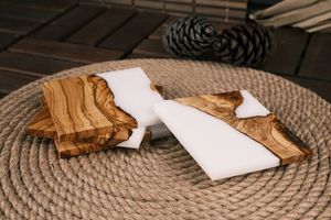 Posavasos cuadrados de resina epoxi de madera de alta calidad, juego de posavasos con efecto océano, artesanía decorativa para el hogar para promociones - Product Image 2