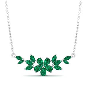 Colliers REYES au design unique en or massif 14 carats avec pierre précieuse émeraude de 3,87 carats pour femmes, bijoux fins de luxe pour mariage et soirée - Product Image 2