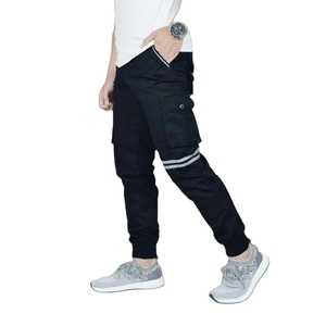 Contrast Color Jogger Pants Men's Sweatpants Drawstring Casual Track <b>Trousers</b> with Side Stripes and Zipper Pockets - Product Image 2