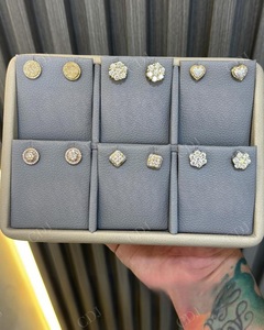 Luxury Round & Heart Shape <b>Moissanite</b> Diamond Stud Halo <b>Earrings</b> in 925 Sterling Silver Daily Wear Style <b>Earring</b> Wholesale Price - Product Image 1