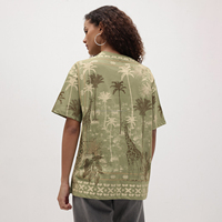 Kaos Katun Wanita Fit2Fight Formal Musim Panas Ramah Lingkungan Terry Kompresi Bernapas Bordir Batik Kancing Regular Fit High