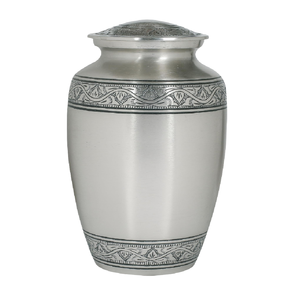 Urna de cremación con diseño de grabado con acabado antiguo de plata, urna de cremación para adultos de Metal asequible con urna de Metal sólido para cenizas - Product Image 4