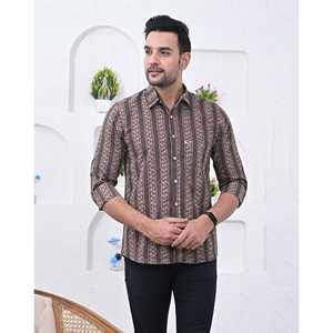 Chemise décontractée en coton imprimé pour homme, manches longues, coupe ajustée, tailles XL à 6XL, tissu popeline respirant, offre ODM - Product Image 1