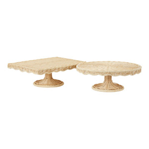 Handwoven Scalloped Rattan <b>Serving</b> Stand <b>Round</b> Rectangle Rattan <b>Serving</b> <b>Tray</b> for Decoration Party - Product Image 4
