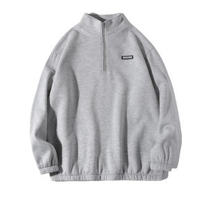 Vente en gros de sweats à capuche en coton avec logo personnalisé 100% pull chaud d'hiver à col montant et demi/1/4 fermeture éclair sweat-shirt polaire pour hommes - Product Image 1