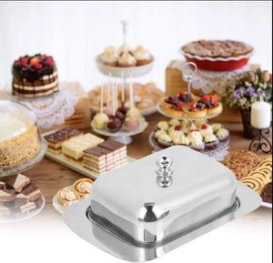 Vente directe d'usine plat à beurre rectangulaire en acier inoxydable boîte à beurre en métal avec couvercle conteneur - Product Image 6