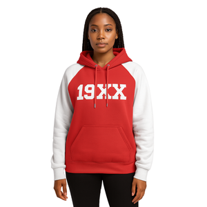 DST Delta Red Body White Raglan Sleeves Sweat à capuche en coton mélangé Vêtements de sororité grecque Divine Nine HBCU Greek Life Année de fondation - Product Image 1