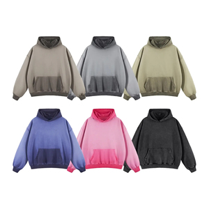 Sweat à capuche oversize pour homme en molleton de coton épais, délavé à l'acide, à épaules tombantes, style streetwear, technique de teinture unie, écologique - Product Image 6