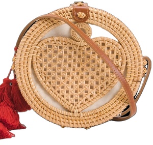 กระเป๋าถือสตรีกระเป๋าสะพายไหล่หวายทรงกลมขนาดเล็ก - Product Image 1