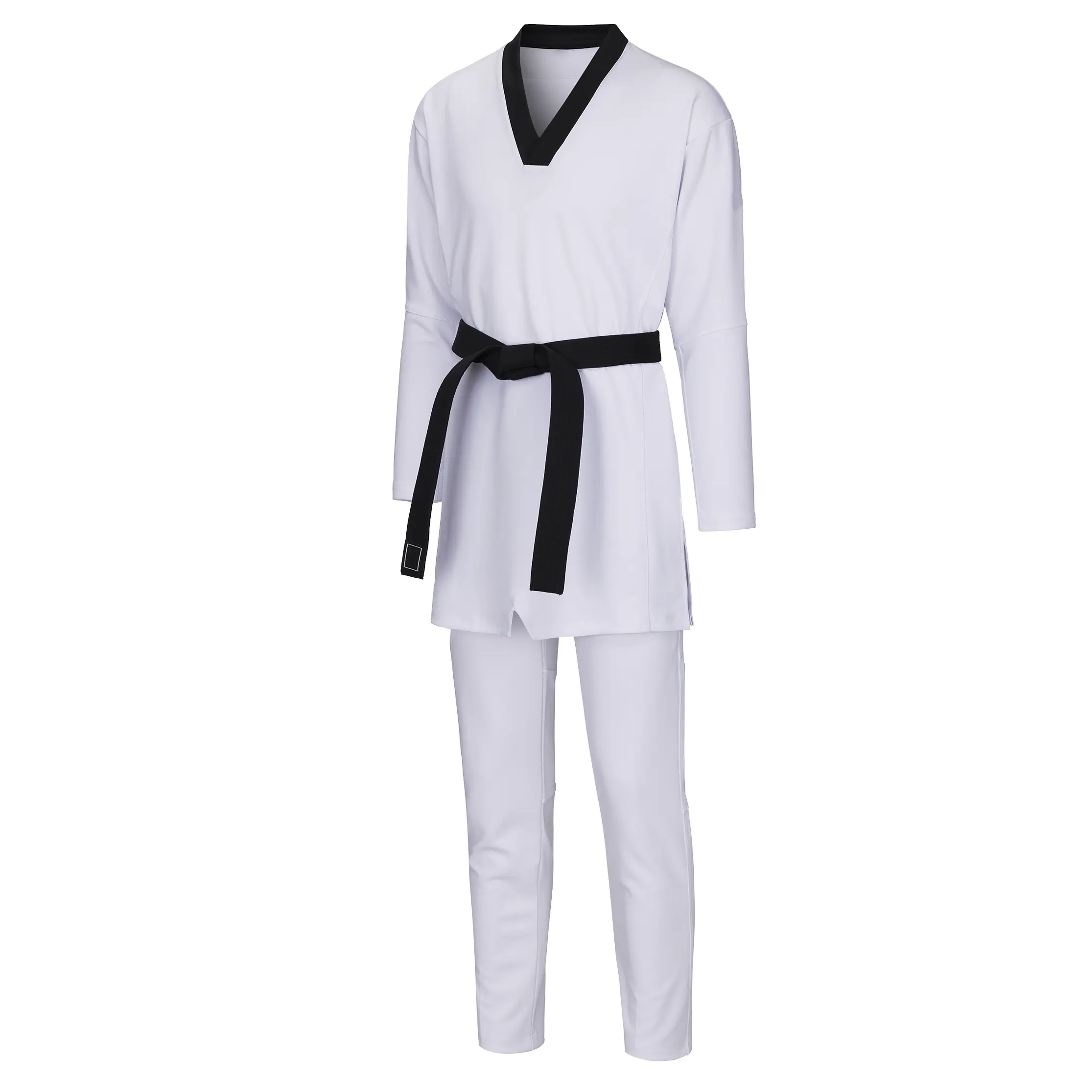 2023 bahan berkualitas tinggi seni bela diri memakai taekwondo katun poli 65/35 seragam putih kustom merek desain set pakaian kain