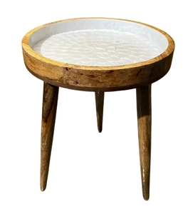 Pearl Bloom Tabouret Table d'appoint en bois naturel Table d'appoint ronde en bois massif escabeau salon pied en bois détachable pour support - Product Image 3