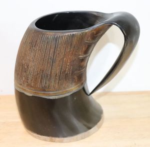 QULATIYE HORN MUGS INDIA FACTORY PRODUCTOS ARTESANALES Cuerno Taza para beber Nuevo diseño Natural Original Viking Drinking - Product Image 2