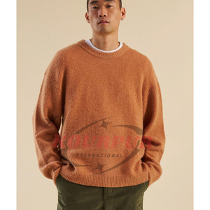 Suéter de Punto Personalizado con Logotipo Jacquard, Cuello Redondo Acanalado de Lujo, Lana de Mohair, Suéter de Mohair Bordado para Hombre - Product Image 6