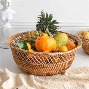 Elegant Vintage Country Style Brown Rattan Woven Eco-Friendly Flexible Design Fruit <b>Bread</b> Storage <b>Basket</b> Set for Kitchenware - Product Image 5