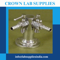 Robinet à gaz en laiton de qualité supérieure certifié, entrée 1/4 pouce, rotation à 90 degrés, OEM disponible, usage en laboratoire, CROWN LAB SUPPLIES CHE-035