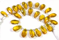 Perles en verre transparent facetté en citrine jaune hydro quartz, forme poire, 15x7mm, 24 pièces, de haute qualité, créées en laboratoire, pour bijoux