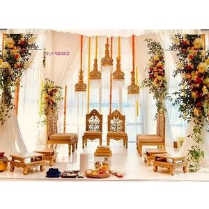 Juego de sillas para Ceremonia de matrimonio, Set de sillas de boda indio deslumbrante, Mandap Vidhi - Product Image 1
