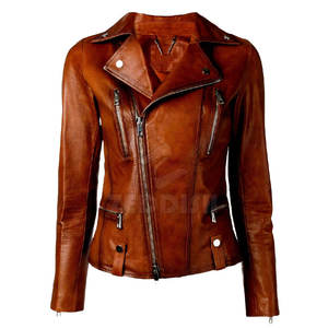 Vestes de moto d'hiver personnalisées grande taille en tricot solide en cuir véritable léger et décontractées pour femmes - Product Image 1