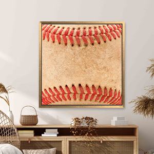Tableau imprimé sur toile : scène de baseball pour décoration murale de chambre de garçon, encadré or. - Product Image 1