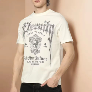 T-shirt en coton de haute qualité Slim Fit hommes t-shirts/équipage, Fitness personnalisé décontracté blanc à manches courtes hommes lavage à l'acide t-shirts - Product Image 1