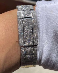 Baguette VVS Moissanite นาฬิกาสแตนเลสสตีลแฟชั่นสำหรับผู้ชายแนวฮิปฮอปประดับเพชรแบบอัตโนมัติสไตล์ญี่ปุ่น - Product Image 4