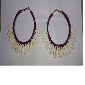 Custom Made Cowry Shell Earrings Made From Natural Cowry Shells Ideal for Use by Fashion <b>Accessory</b> Stores for Resale in White - Product Image 1