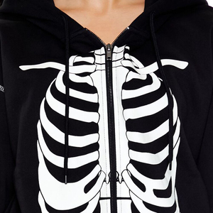 Nardon Apparel Sweat-shirt décontracté à manches longues imprimé pour femmes, hiver, capuche, fermeture éclair avec badge décoratif sur le devant - Product Image 6