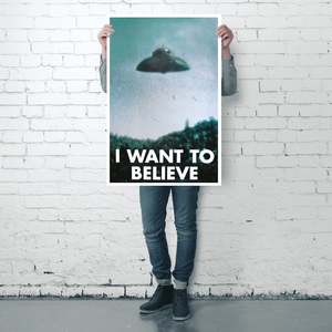 UFO <b>Poster</b> 'I Want to Believe' Black Frame Paper Material for Wall Usage - Product Image 3