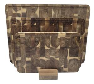Juego de 3 tablas de cortar de madera de tamaño completo S M L con soporte de madera y cajas de madera hechas en Vietnam - Product Image 1