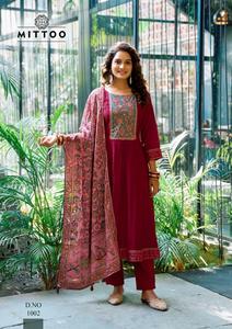 Vente en gros de mitaines en soie modale Kurti d'Inde vêtements indiens et pakistanais avec le beau design muskaan - Product Image 2